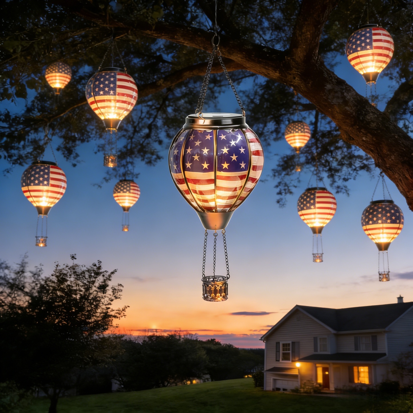 The Stars and Stripes Solar Hot Air Balloon Lantern 