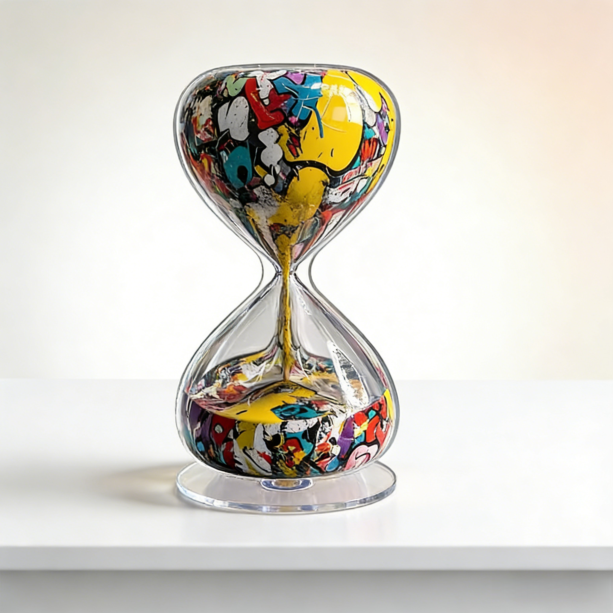Rotating Acrylic Sand Timer with Graffiti Style Color Change