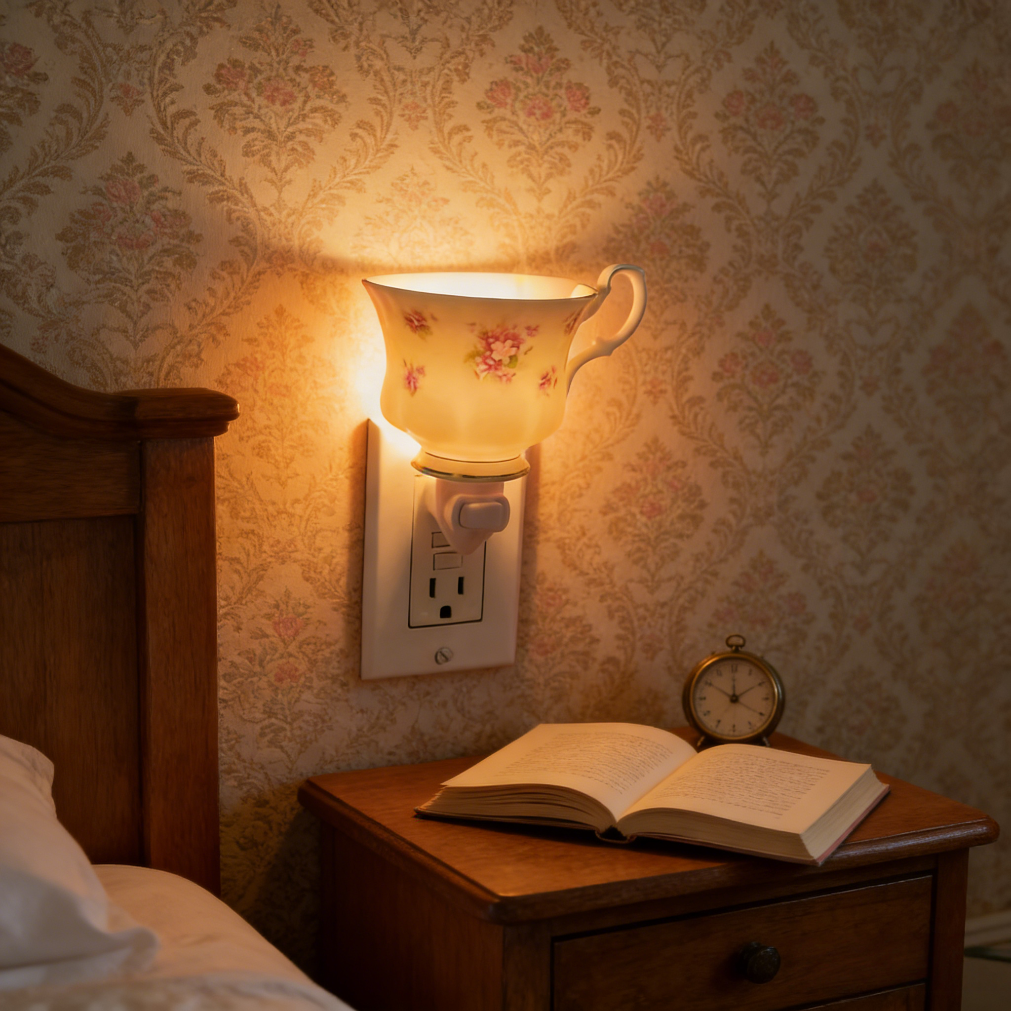 Vintage Pastoral Teapot Plug-In Night Light.