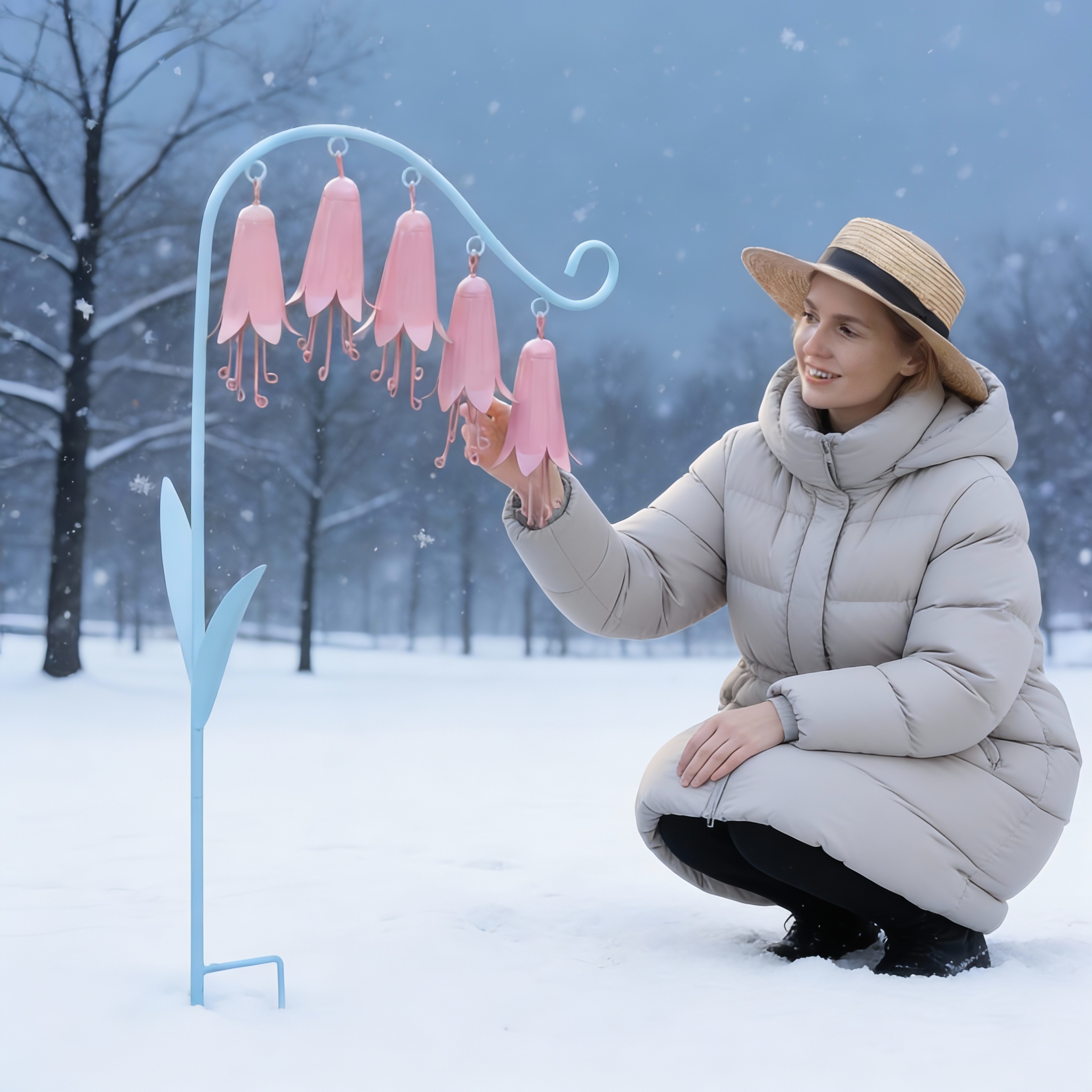 Lily of the Valley Metal Garden Stake Wind Chime