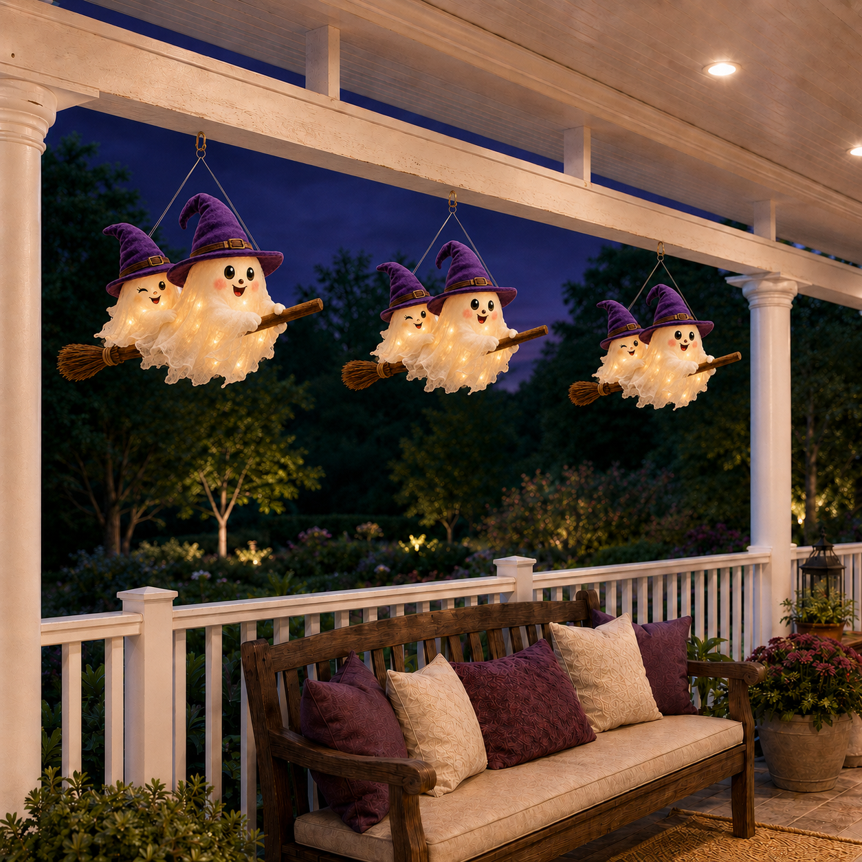 Moonlight Mischief Lighted Ghost Broom Hanger