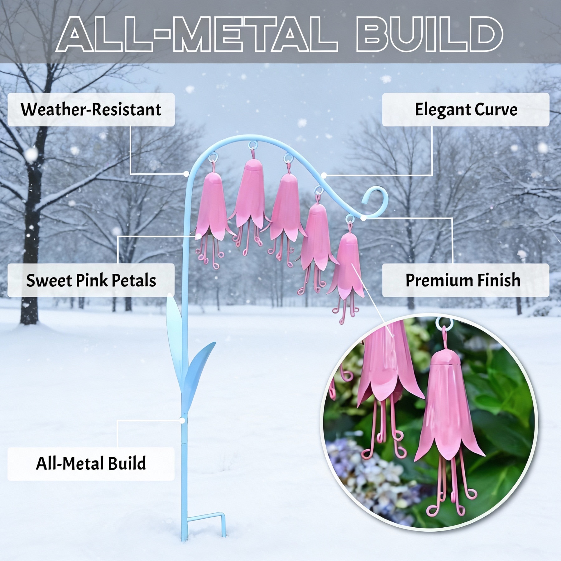 Lily of the Valley Metal Garden Stake Wind Chime