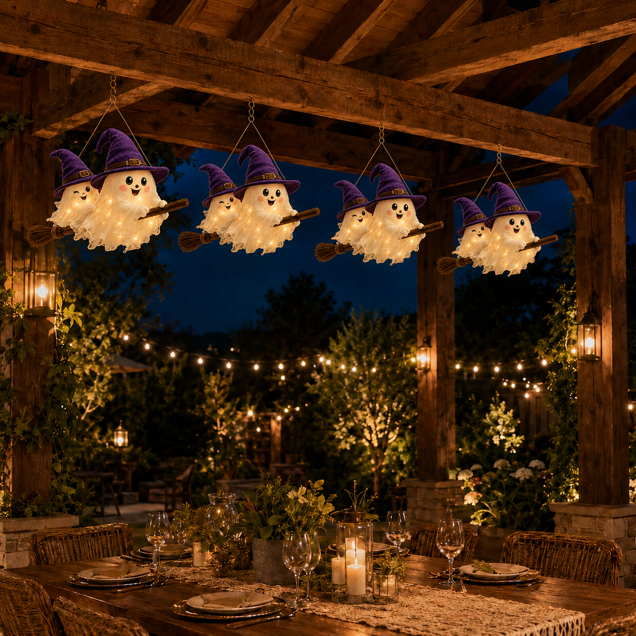 Moonlight Mischief Lighted Ghost Broom Hanger
