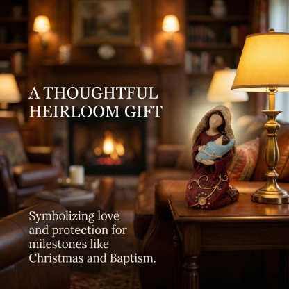 Handcrafted Virgin Mary & Baby Jesus Figurine – Religious Home Décor for Prayer Corner, Shelf & Gift Giving