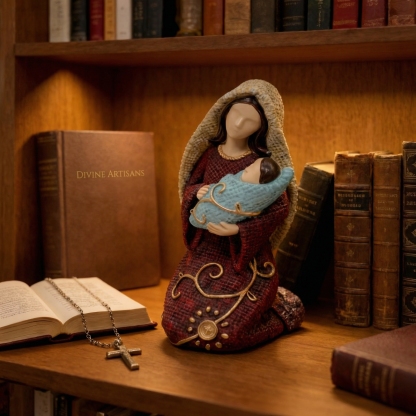 Handcrafted Virgin Mary & Baby Jesus Figurine – Religious Home Décor for Prayer Corner, Shelf & Gift Giving