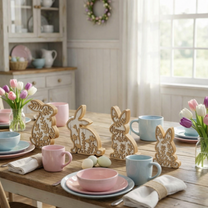 Easter Rabbit Table Wooden Signboard Decorative Set