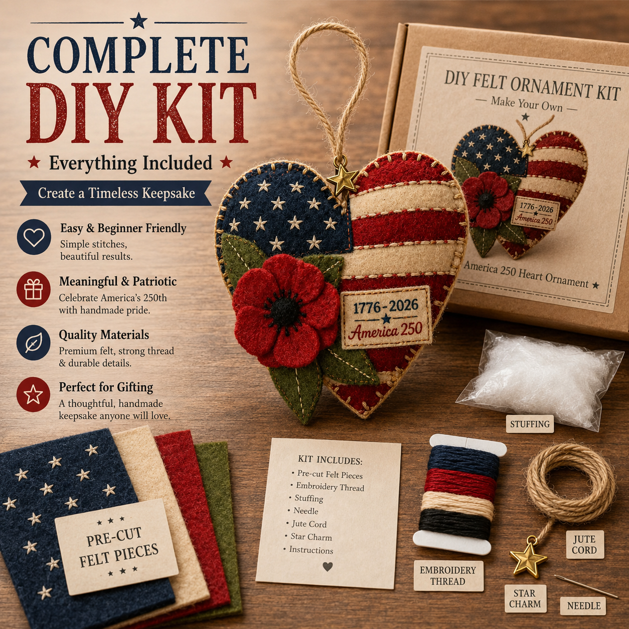 DIY Patriotic Poppy Cross Ornament Kit