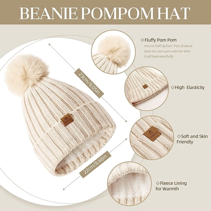 Winter Beanie Hat Scarf Gloves Set