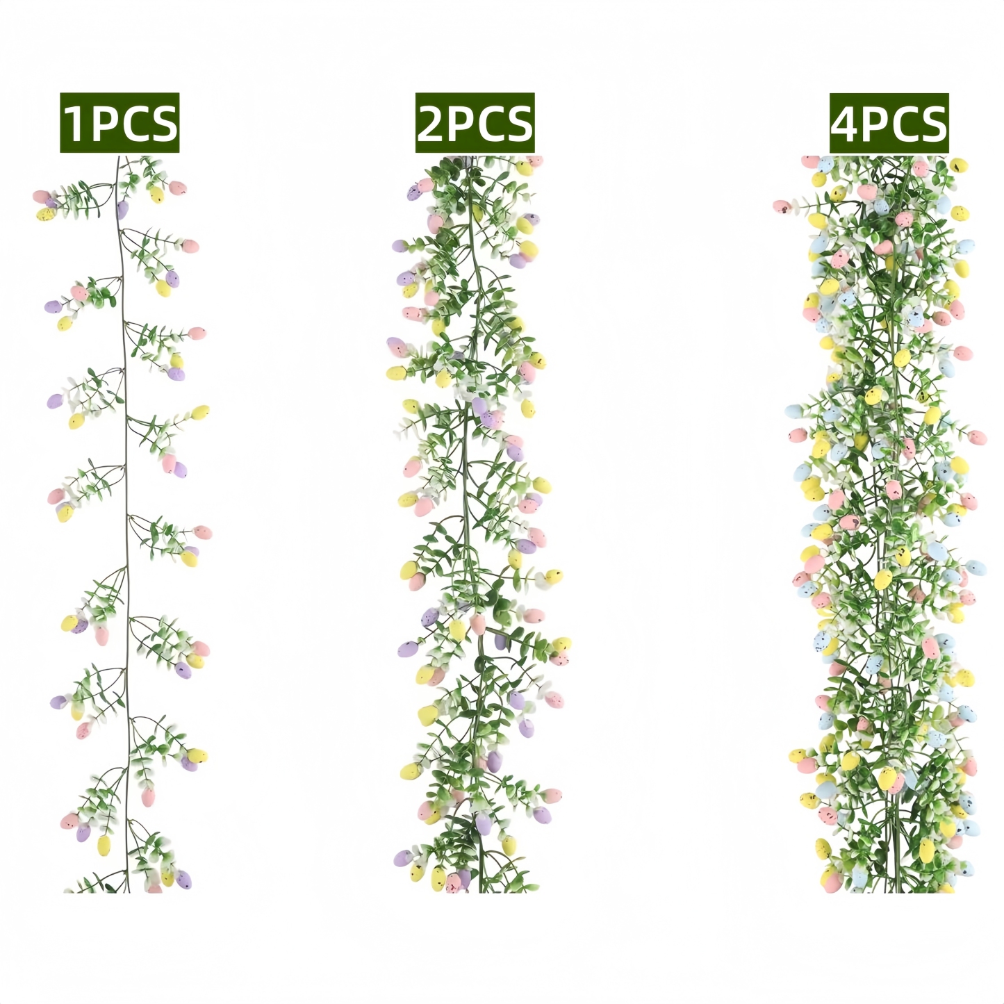 Easter Artificial Garland Decor with Colorful Eggs and Eucalyptus Leaves