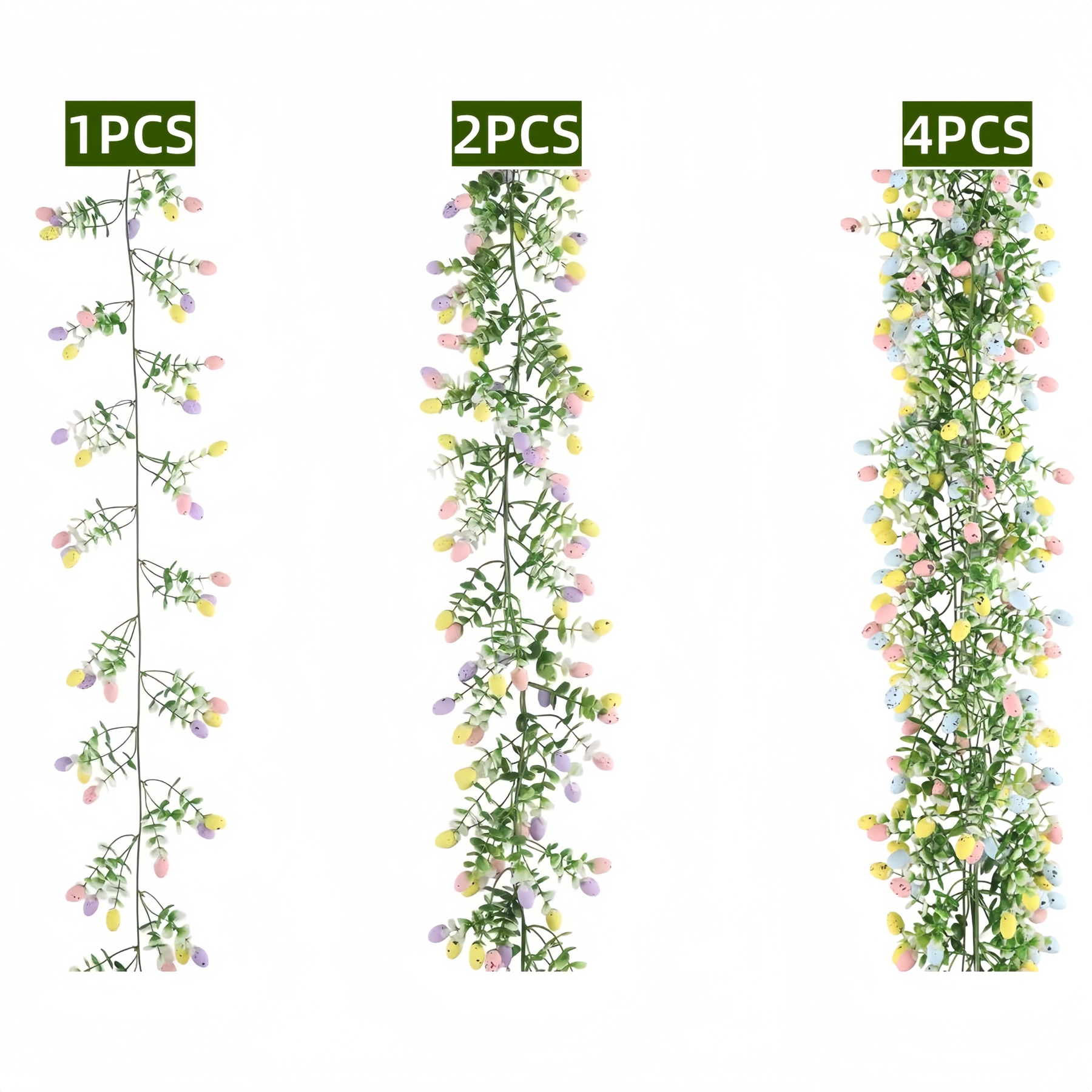 Easter Artificial Garland Decor with Colorful Eggs and Eucalyptus Leaves
