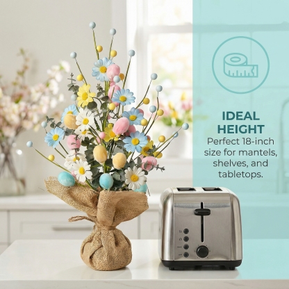 Easter Table Tree Decoration, Artificial Easter Egg Tree with Burlap Base, 