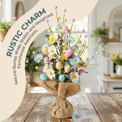 Easter Table Tree Decoration, Artificial Easter Egg Tree with Burlap Base, 