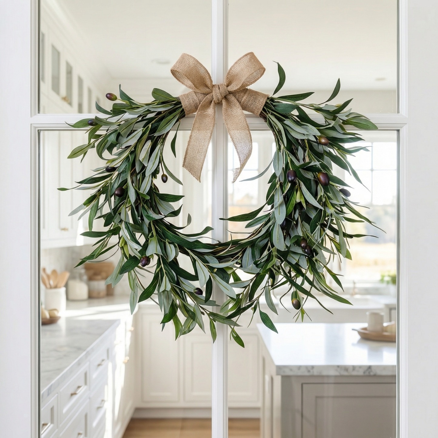 Heart Shaped Artificial Olive Leaf & Fruit Wreath