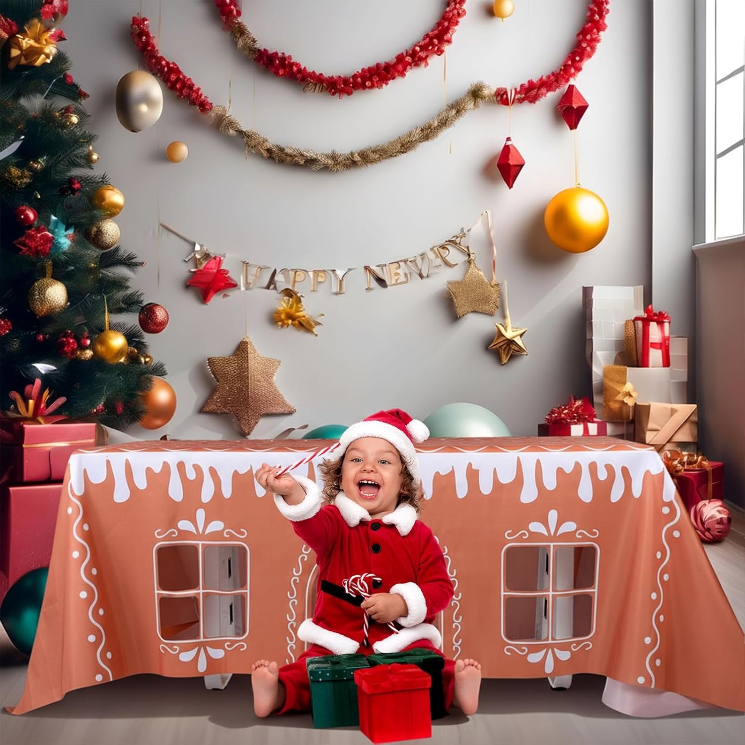 🎄2025 Christmas On Sale✨Christmas Gingerbread Table Cover Playhouse