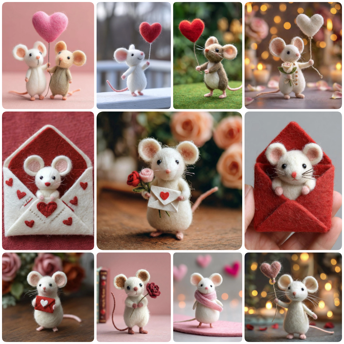 Handmade Needle Felted Mouse ,Valentine's Day Gift
