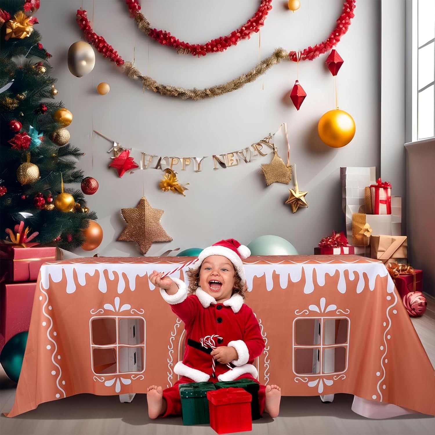 🎄2025 Christmas On Sale✨Christmas Gingerbread Table Cover Playhouse