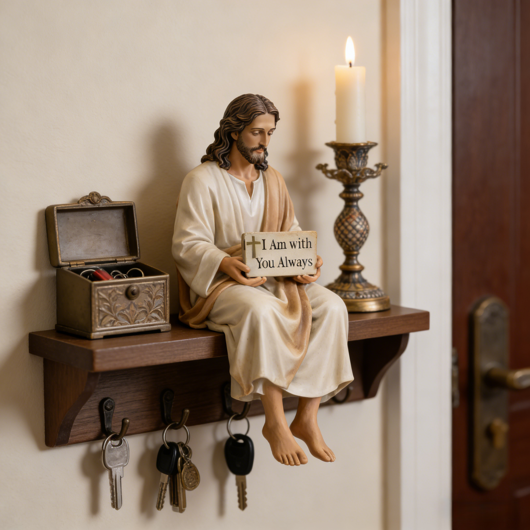 Hand-Painted Ceramic Jesus Figurine-Serene Desk Companion