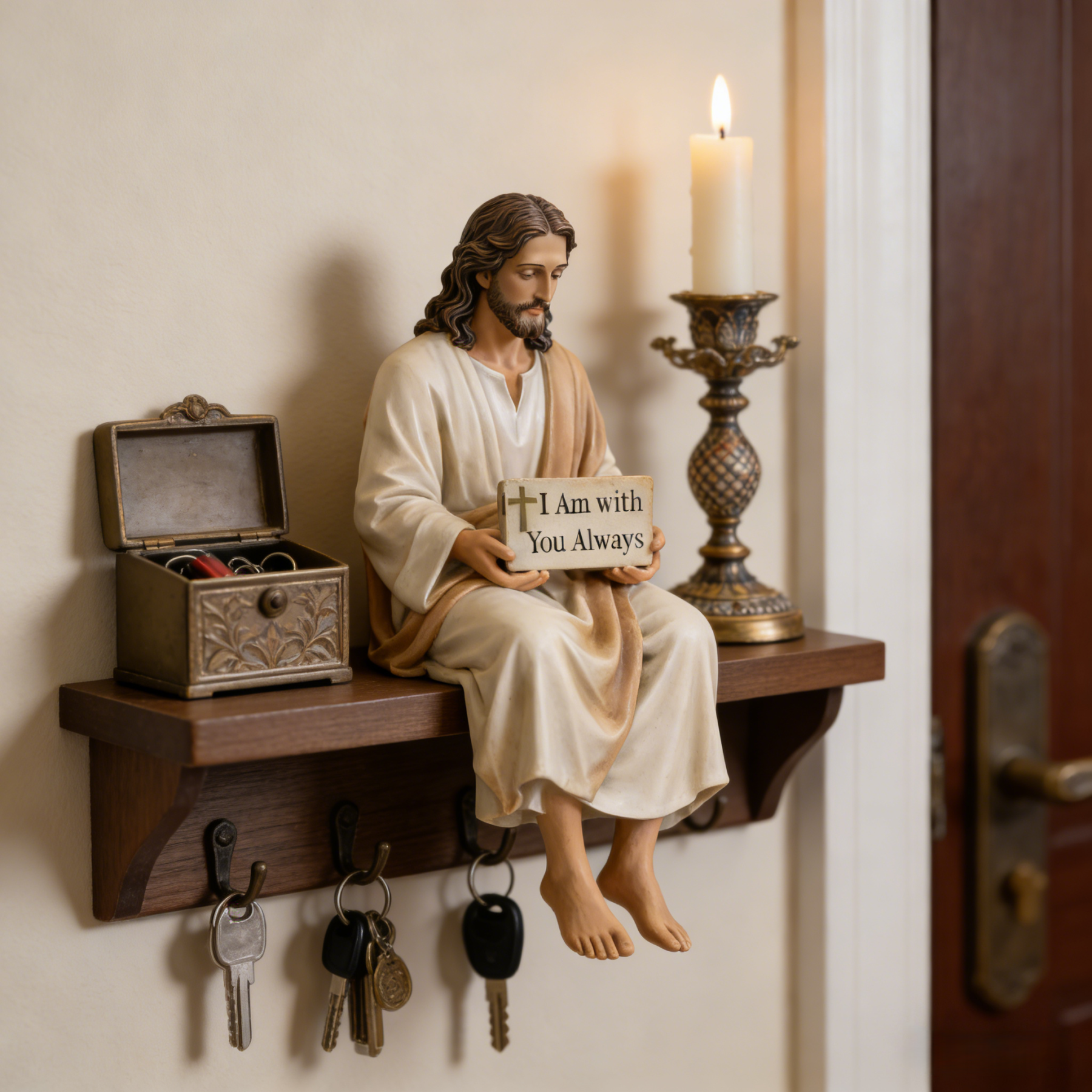 Hand-Painted Ceramic Jesus Figurine-Serene Desk Companion