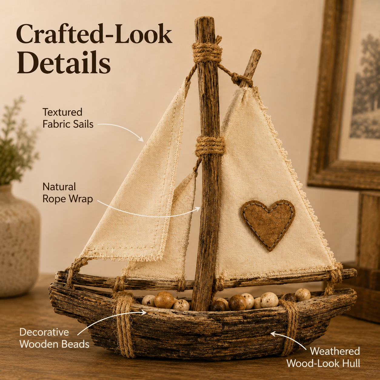 Lighted Rustic Sailboat Decor