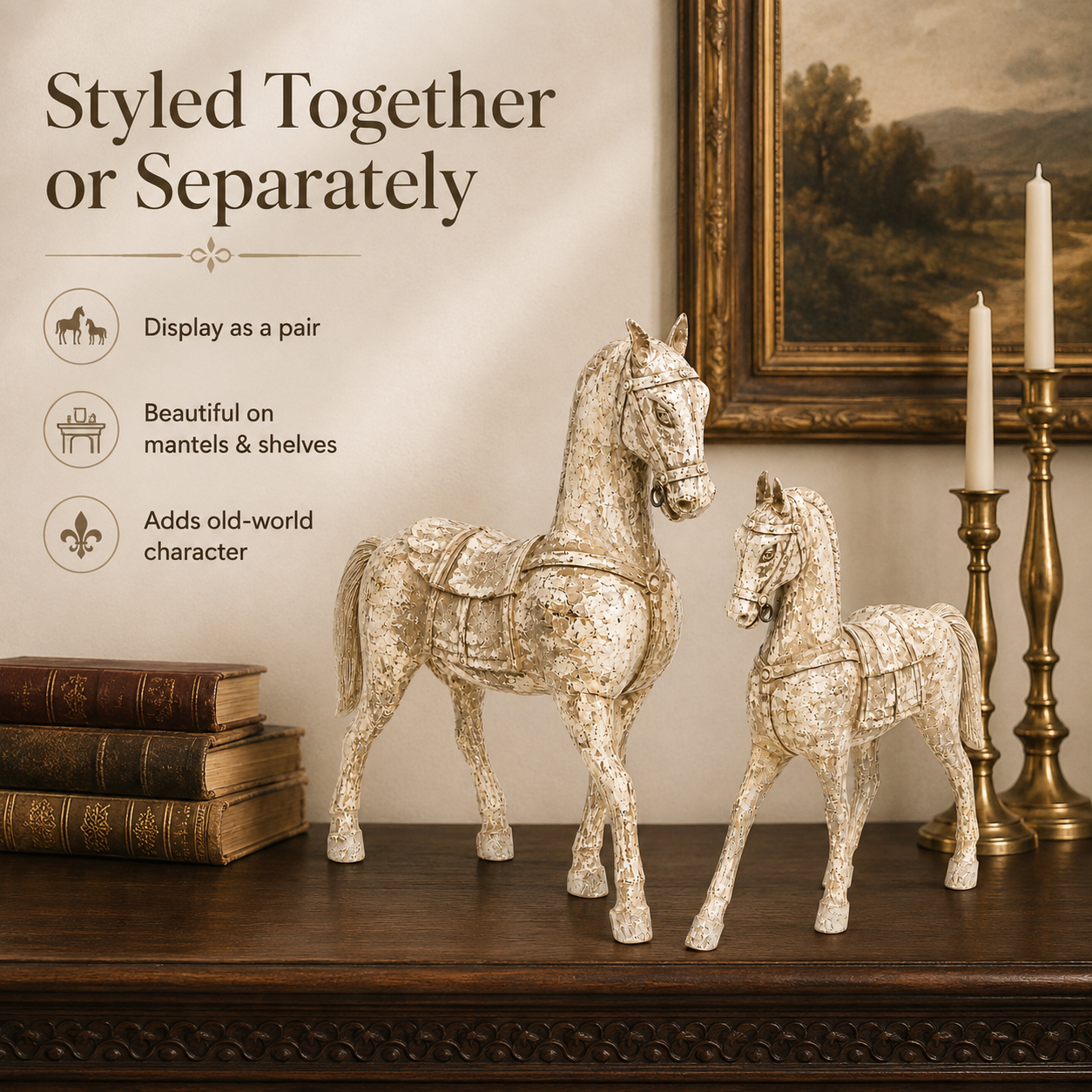 Set of 2 Vintage Equestrian Horse Figurines