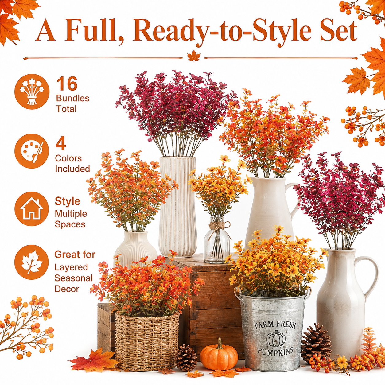 🔥LAST DAY 50% OFF🔥 Artificial Fall Flowers Outdoor ，UV Resistant
