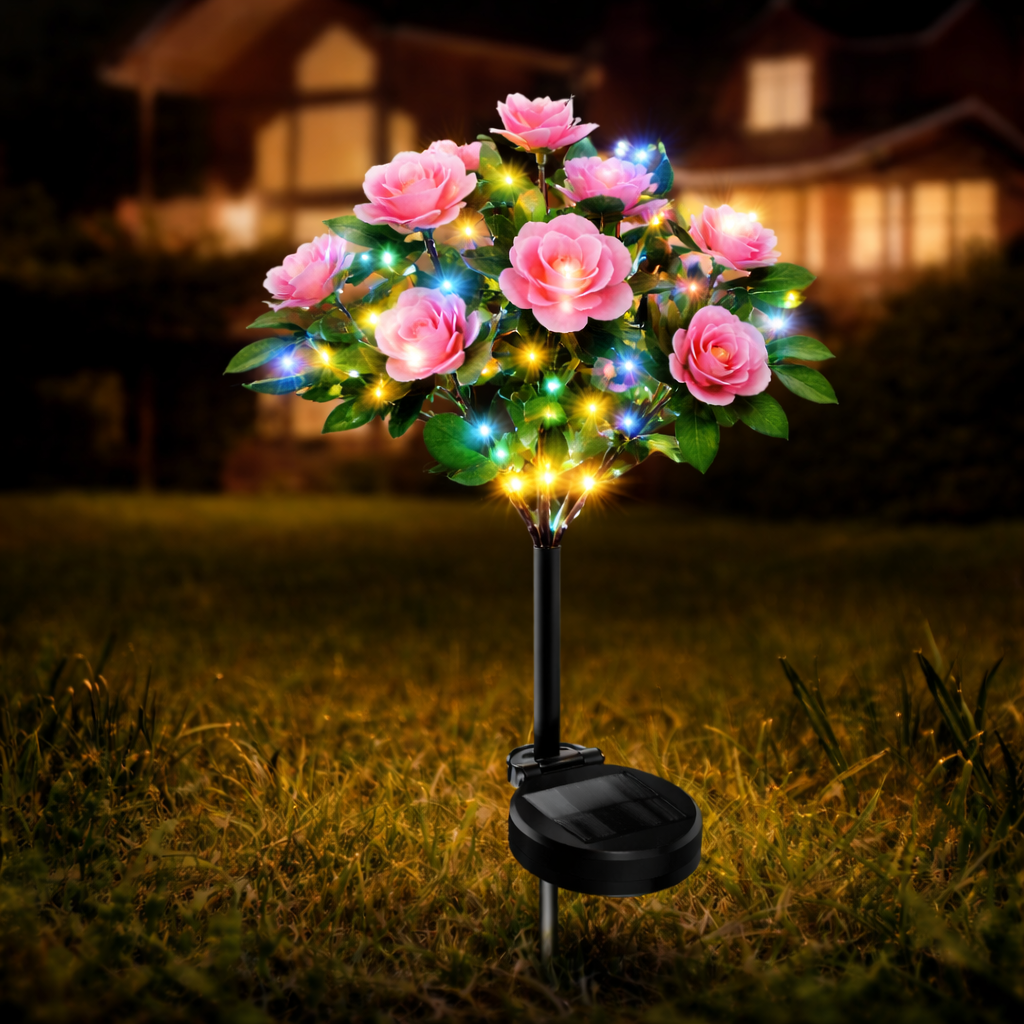 Solar Azalea Flower Garden Lights – Outdoor Waterproof LED Stake Lights, Lifelike Blooming Flowers