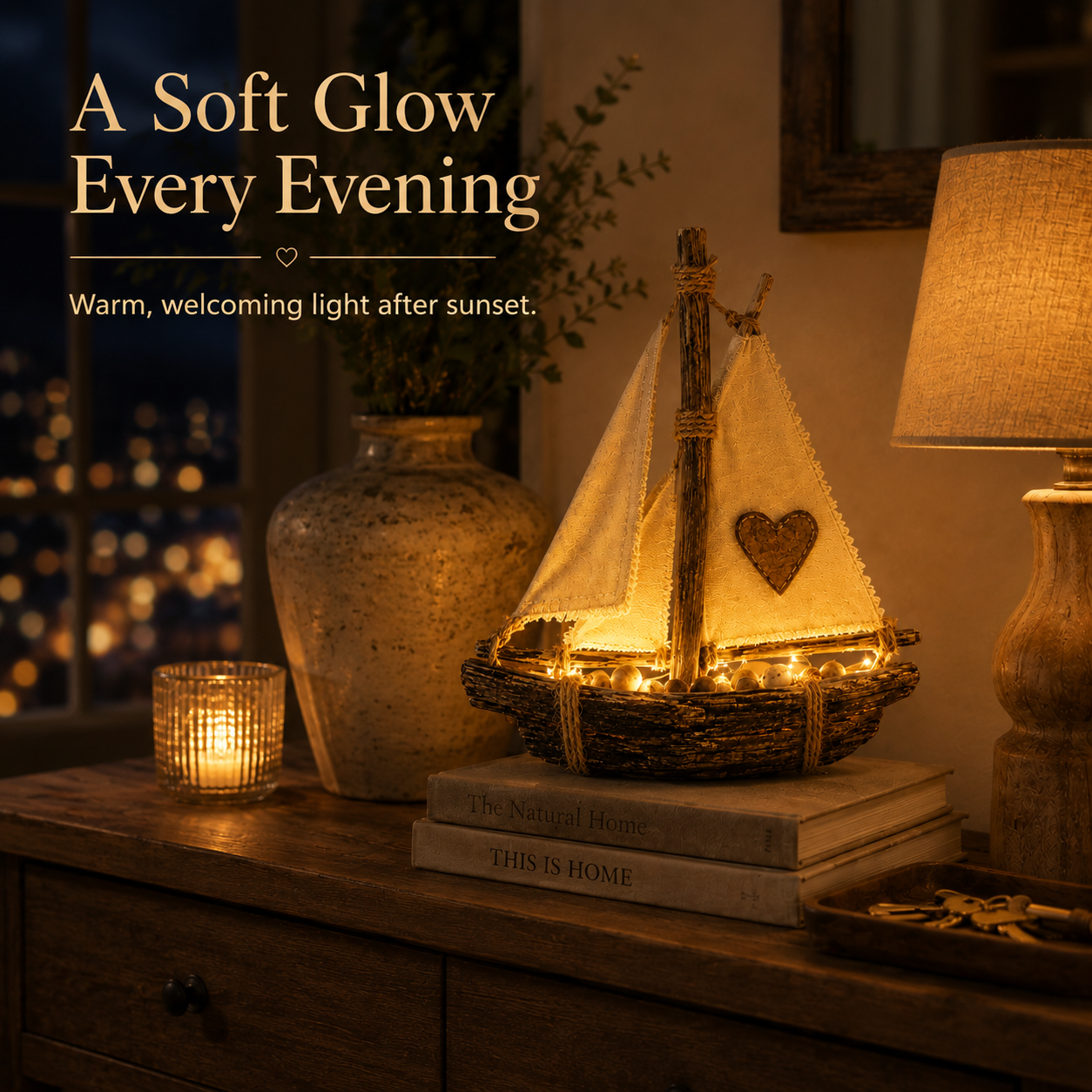 Lighted Rustic Sailboat Decor