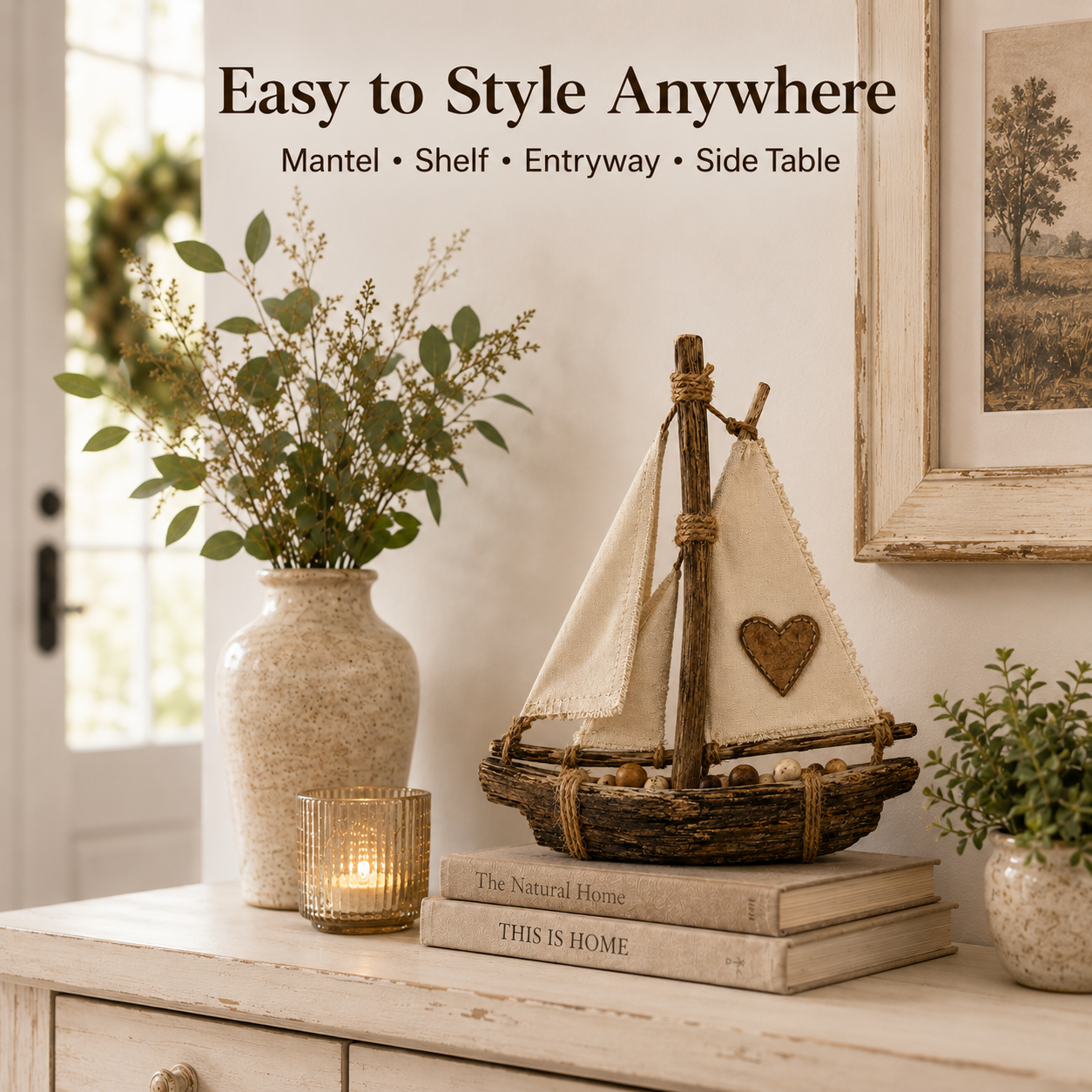 Lighted Rustic Sailboat Decor