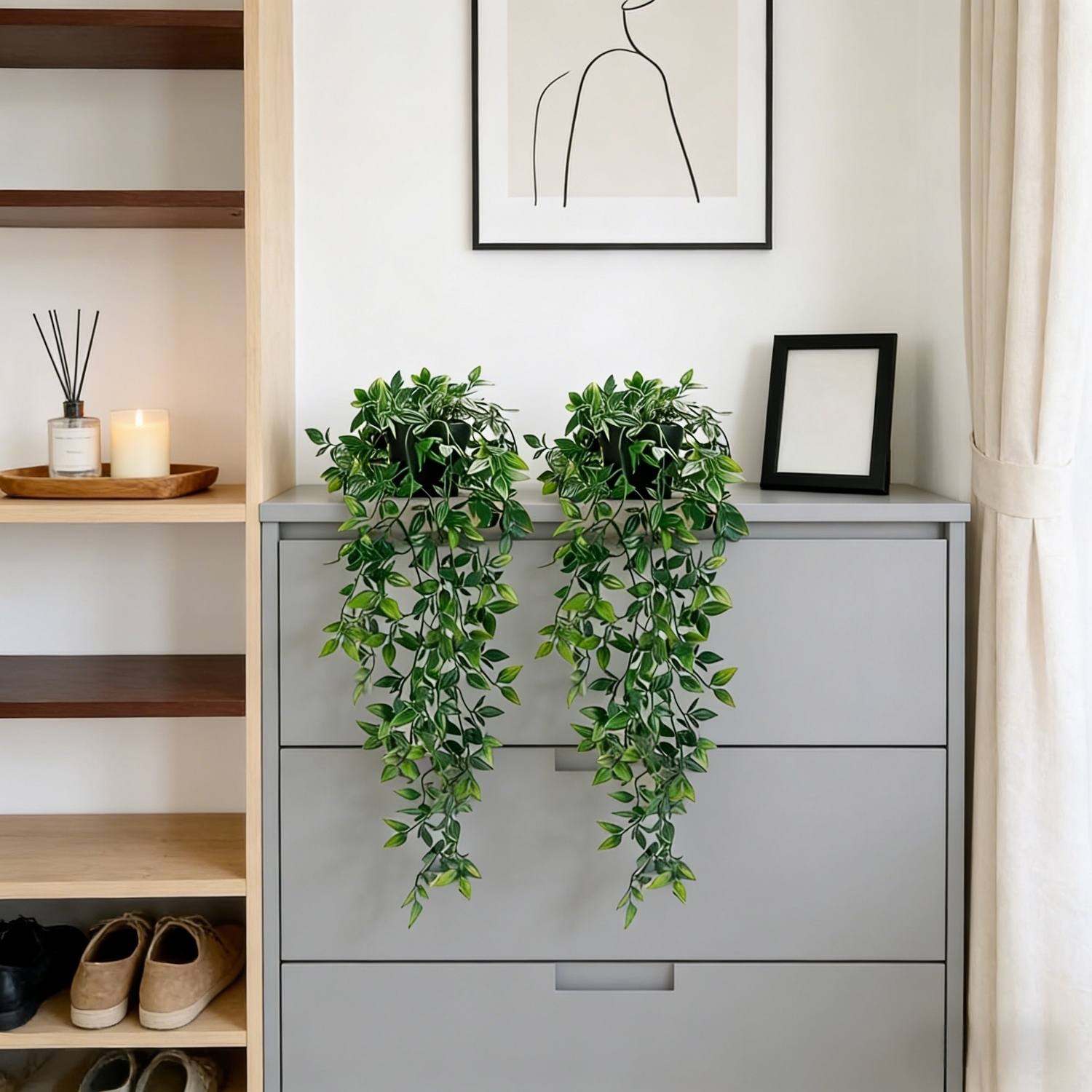 Lifelike Faux Hanging Vine Plant with Pot