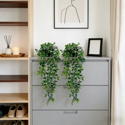 Lifelike Faux Hanging Vine Plant with Pot