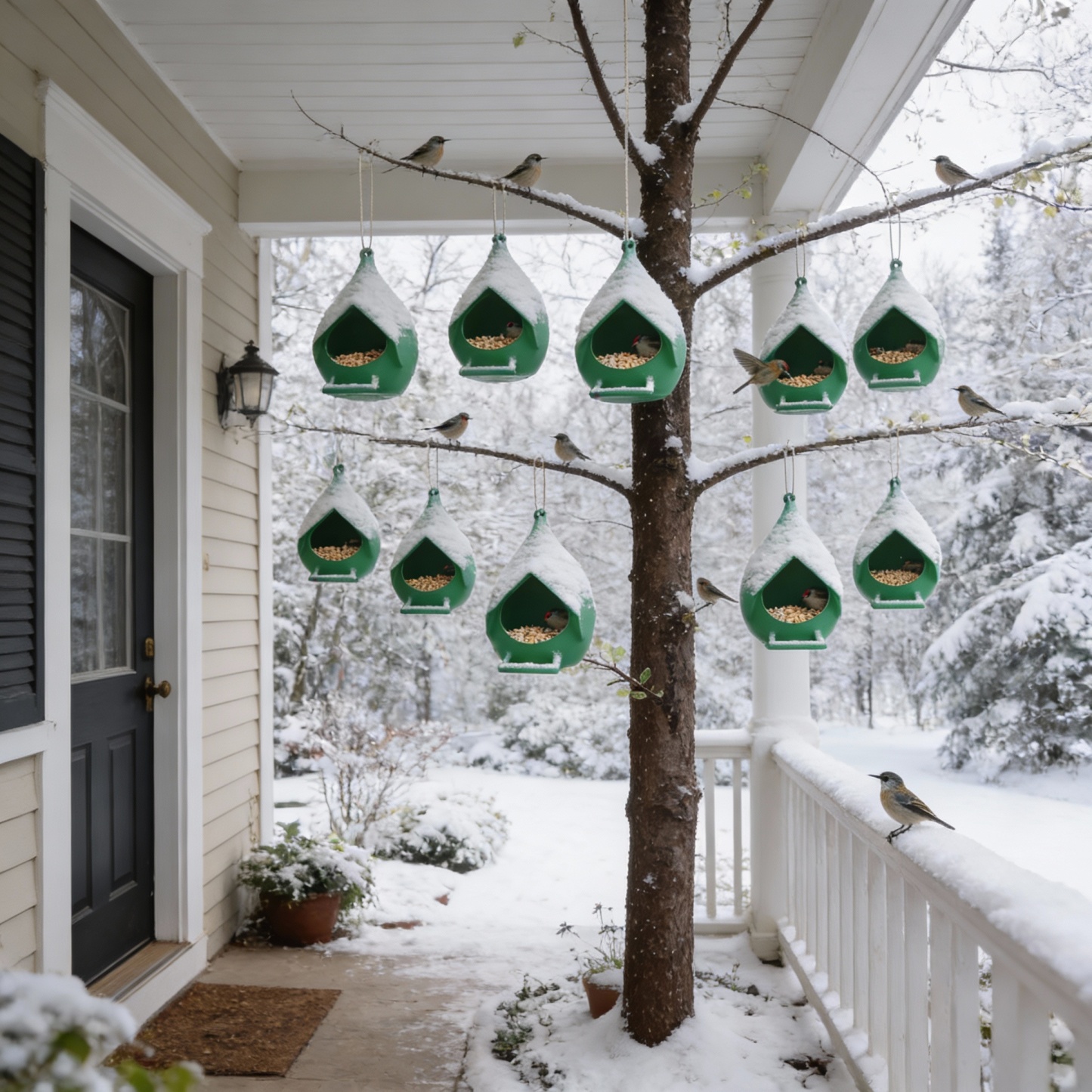 Winter Hanging Bird Feeder House-Home For Cardinal, Blue jay, Titmouse