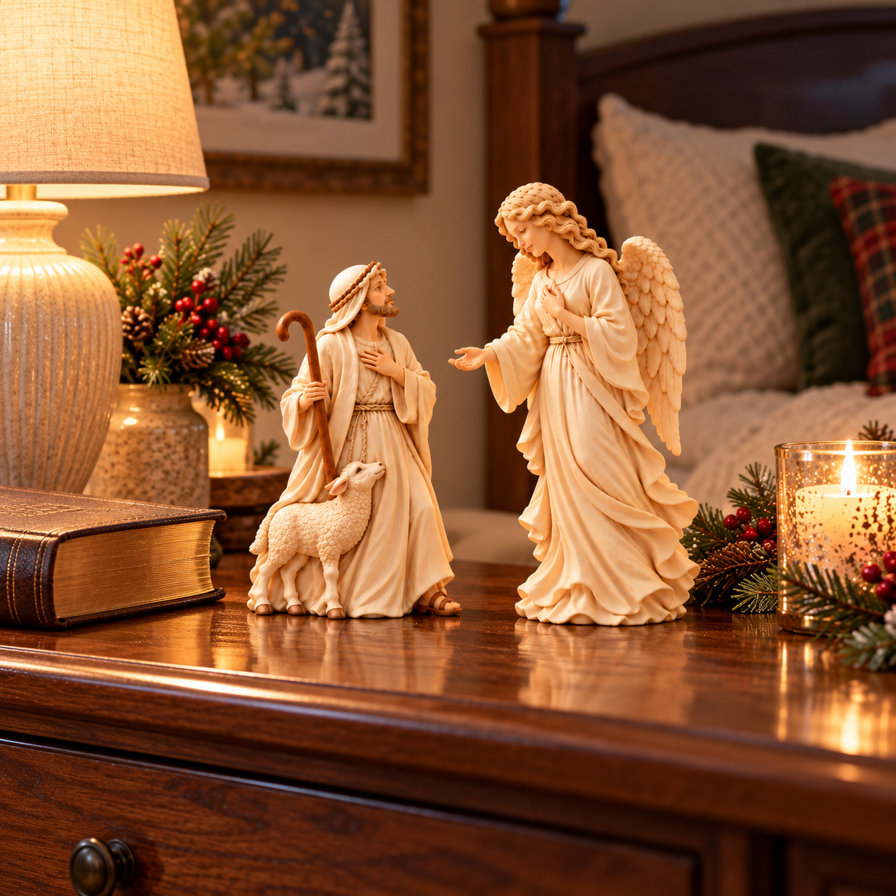 Shepherd & Angel Figurine Duo