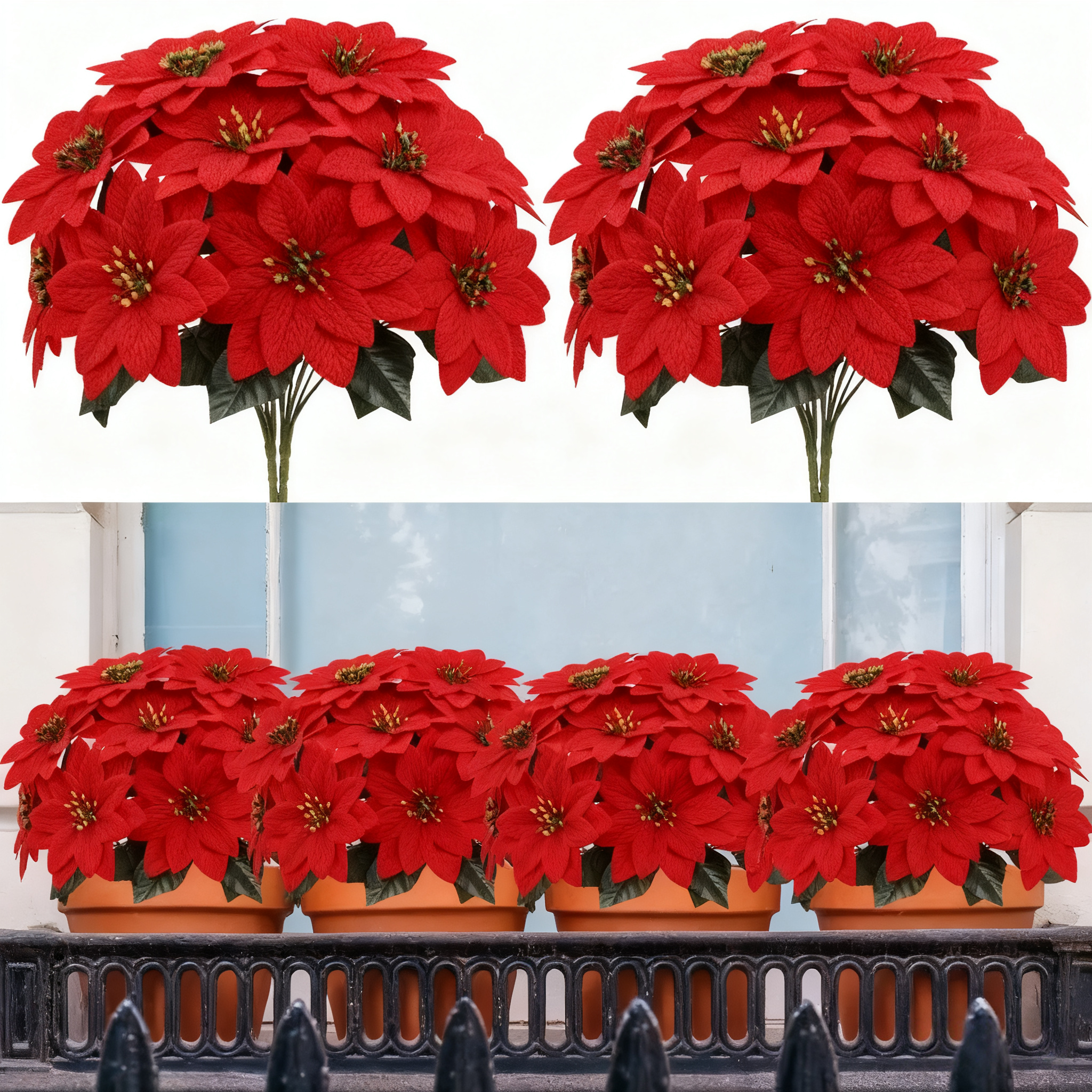 🎄2025 Christmas On Sale✨Poinsettias Artificial Christmas Flowers Indoor Outdoor Decor