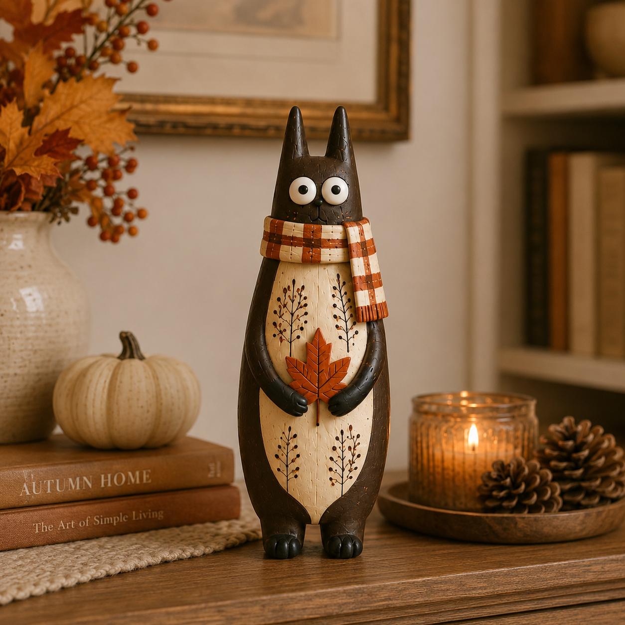 Autumn Whimsical Harvest Cat Figurine  