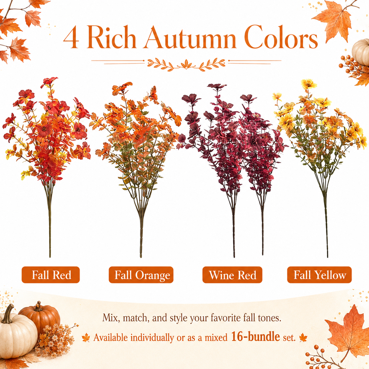 🔥LAST DAY 50% OFF🔥 Artificial Fall Flowers Outdoor ，UV Resistant