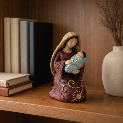 Handcrafted Virgin Mary & Baby Jesus Figurine – Religious Home Décor for Prayer Corner, Shelf & Gift Giving
