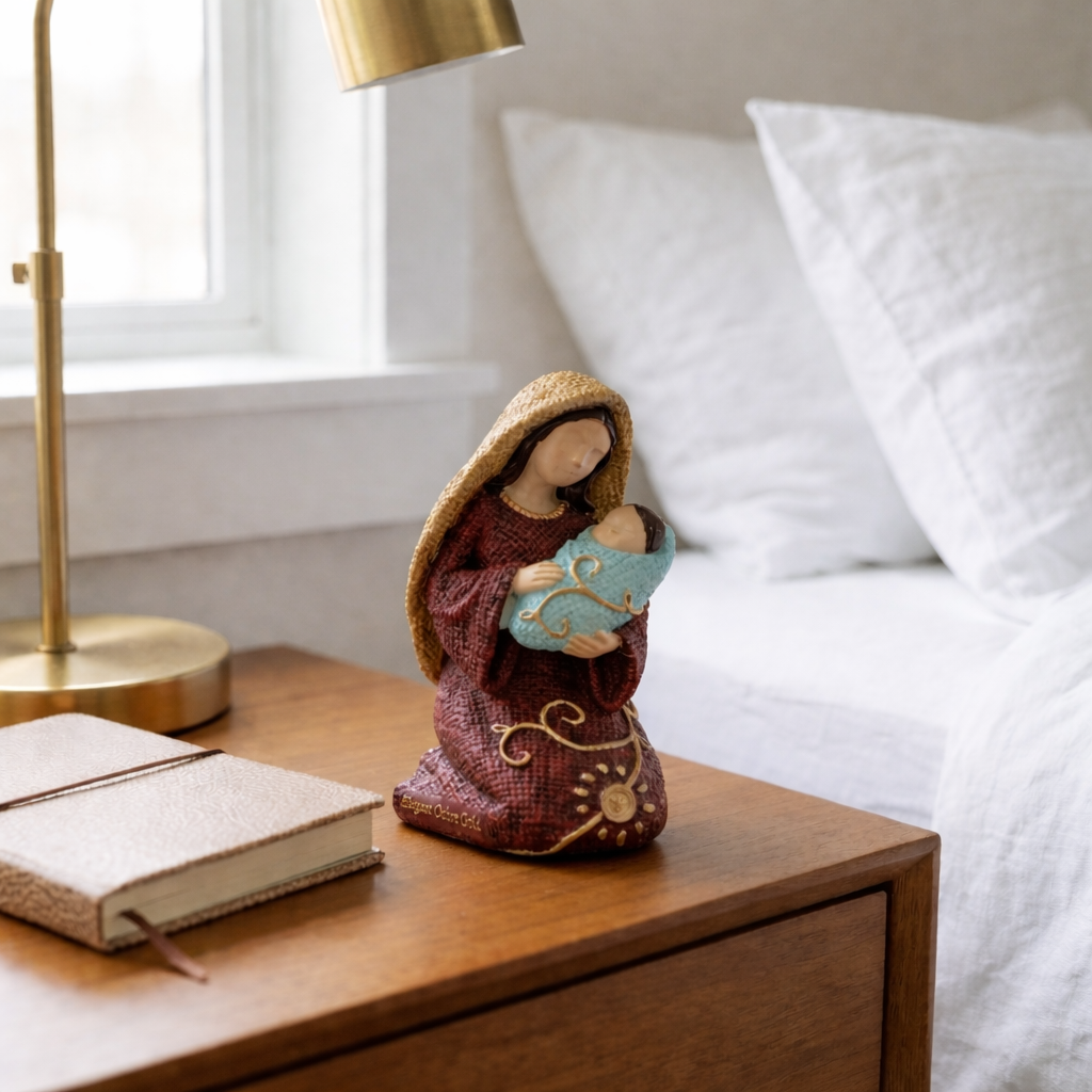 Handcrafted Virgin Mary & Baby Jesus Figurine – Religious Home Décor for Prayer Corner, Shelf & Gift Giving