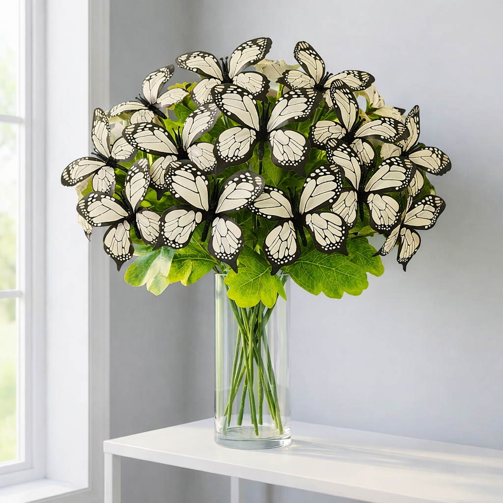 2 PCS Artificial Butterfly Floral Arrangement – Spring Home Décor