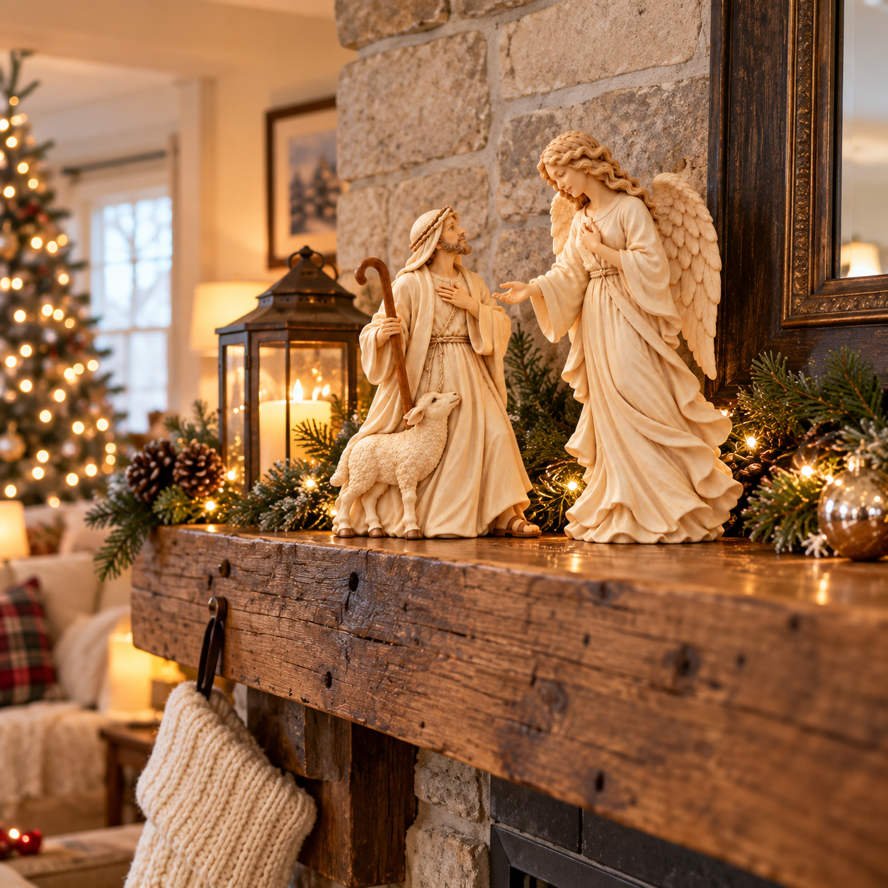 Shepherd & Angel Figurine Duo
