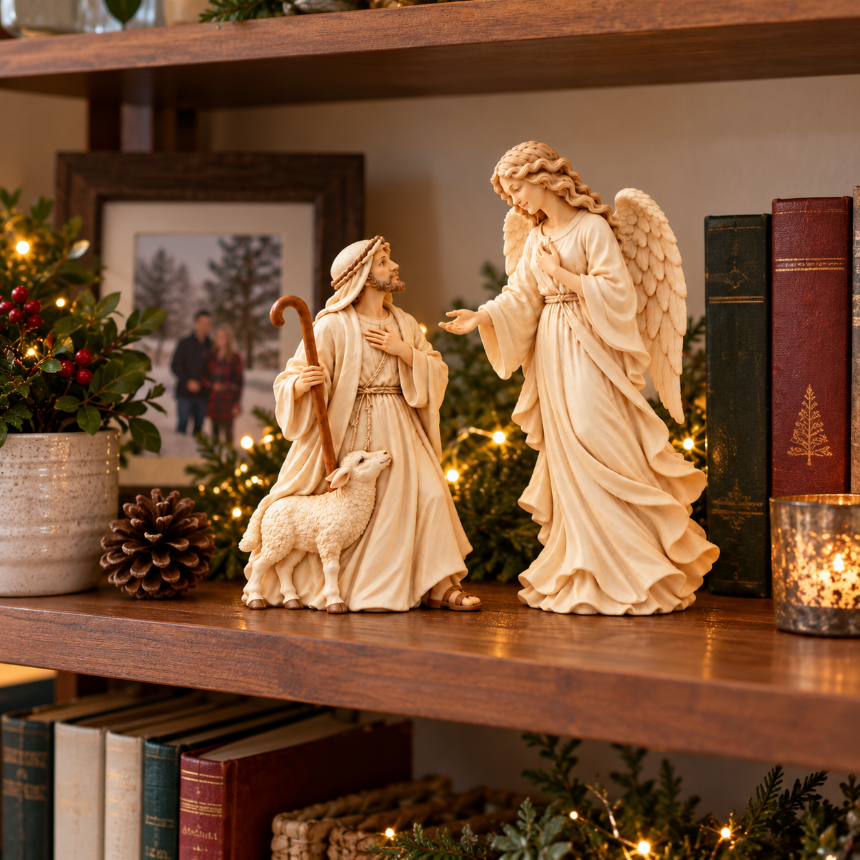 Shepherd & Angel Figurine Duo