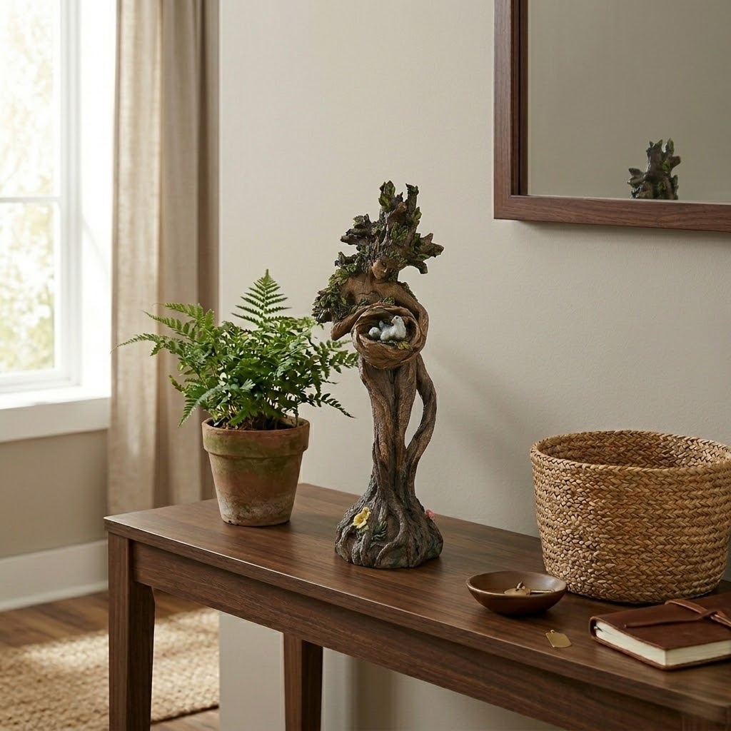 Fairy Garden Tree Spirit Statue with Bird Nest