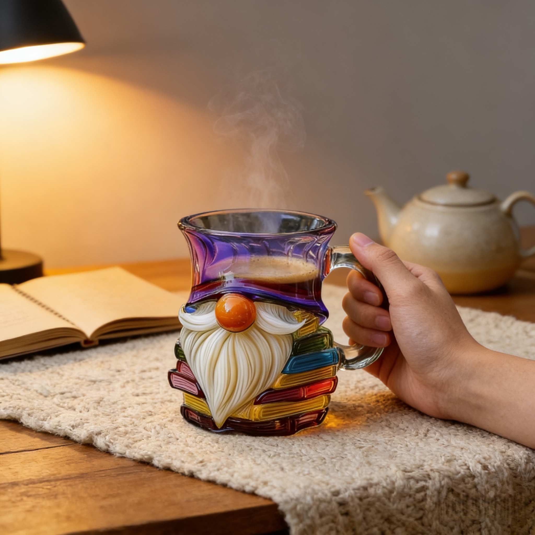 3D Hand Painted Gnome Book Mug
