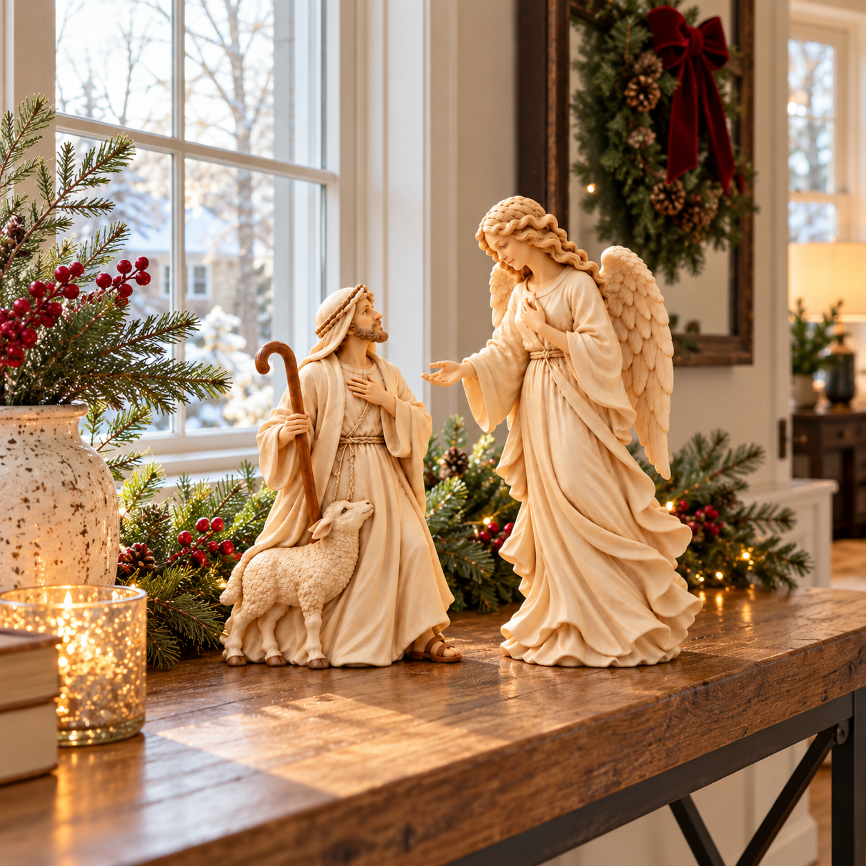 Shepherd & Angel Figurine Duo
