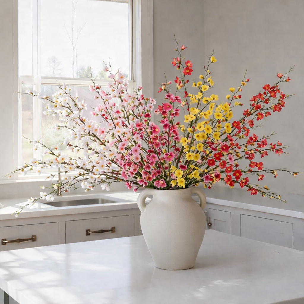 5 Pack Artificial Cherry Blossom Branches Spring Indoor Decoration
