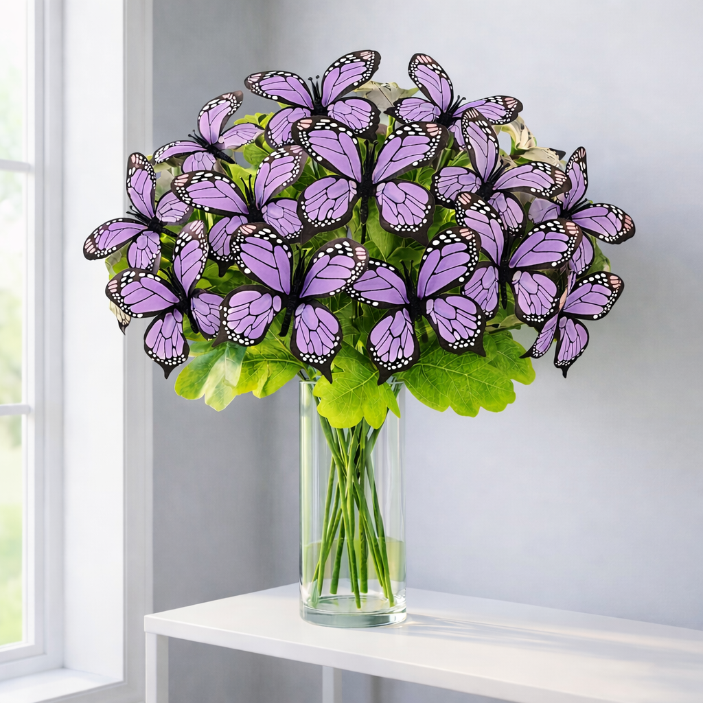 2 PCS Artificial Butterfly Floral Arrangement – Spring Home Décor