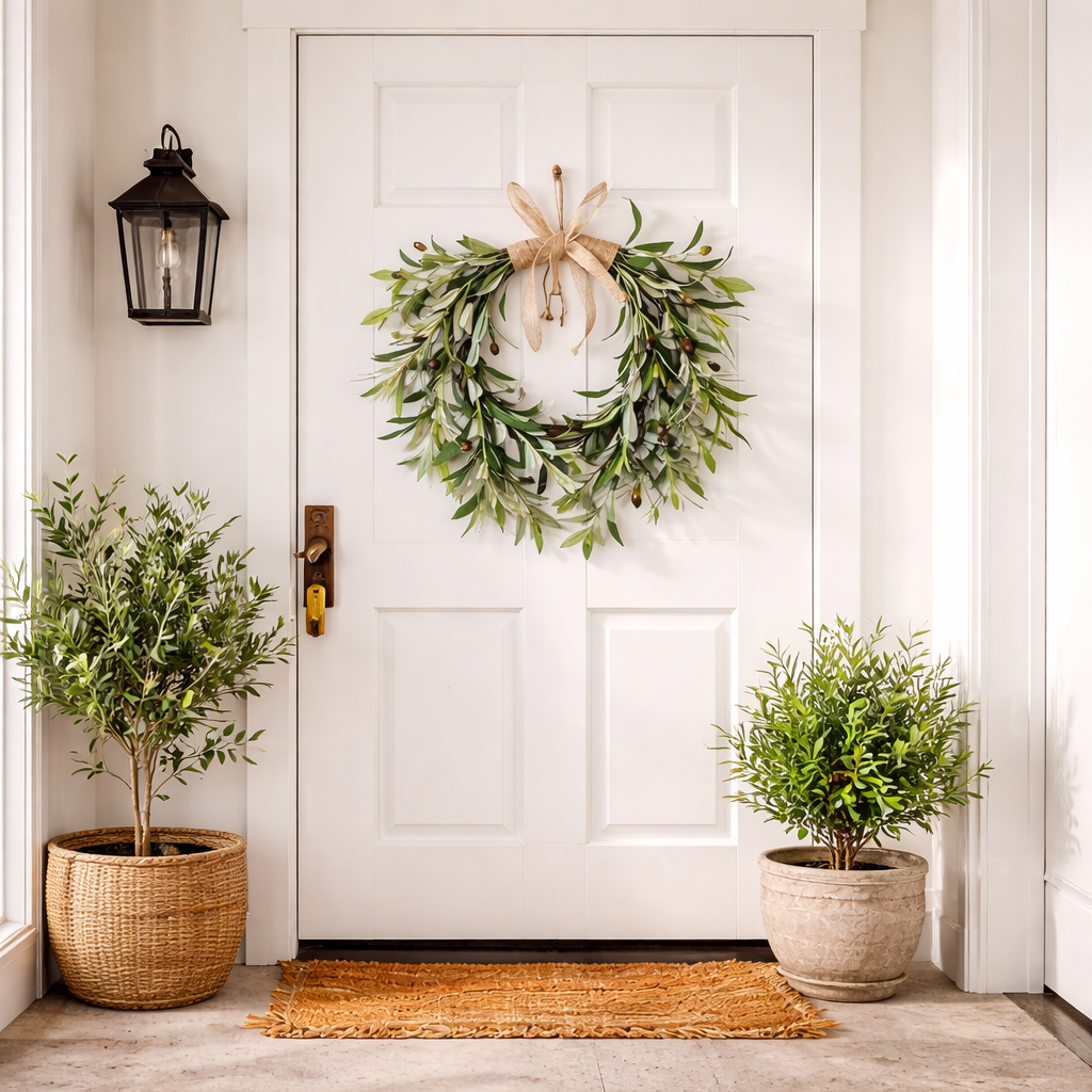 22" Heart Shaped Artificial Olive Leaf & Fruit Wreath