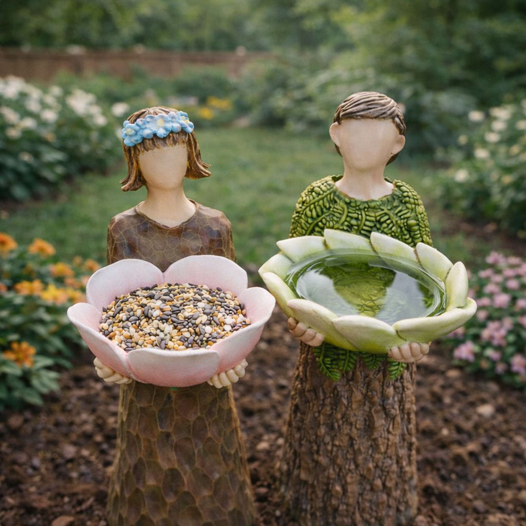 Rainforest Couple Bird Feeder, Unique Resin Bird Feeders, Bird Lovers Gift, Outdoor Garden Decor