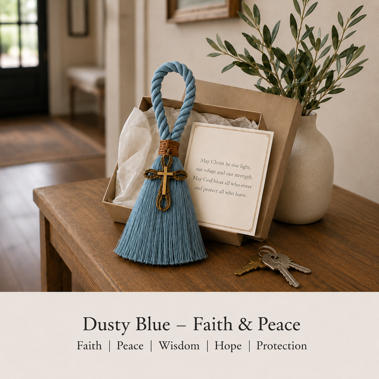 Faith & Home Cross Door Blessing Tassel with Prayer Card