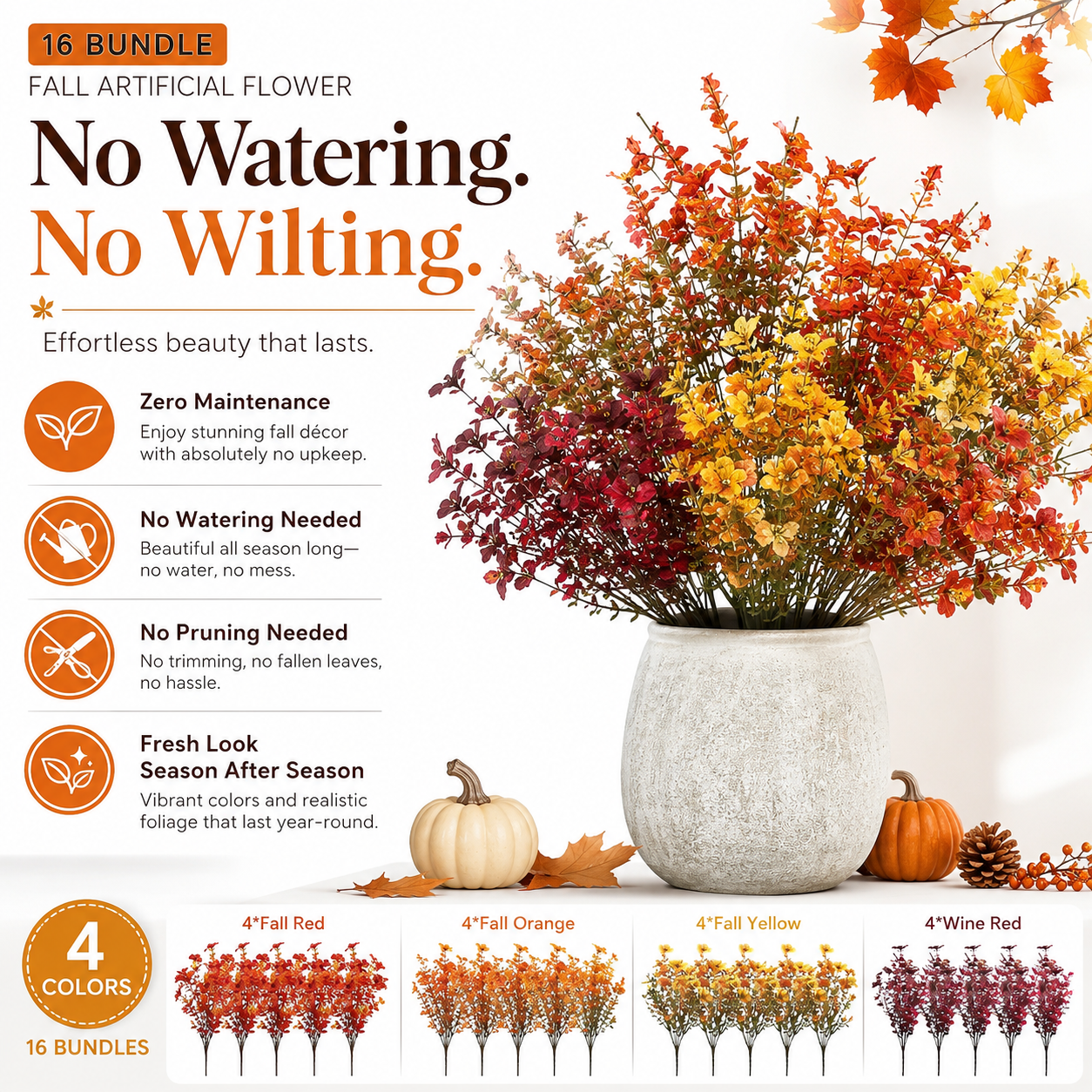 🔥LAST DAY 50% OFF🔥 Artificial Fall Flowers Outdoor ，UV Resistant