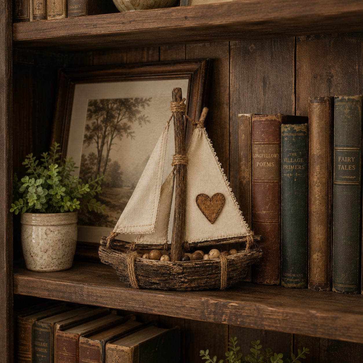 Lighted Rustic Sailboat Decor